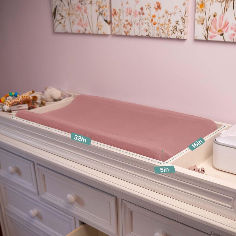 MiFlor Mi Flor 4 Pack Muslin Changing Pad Cover 16x32x5 inches – Ultra Soft CPC Certified Baby Changing Table Cover with Elastic Corners, 360° Fit, Lightweight, Breathable, Fits Most Changing Pads - Image 2